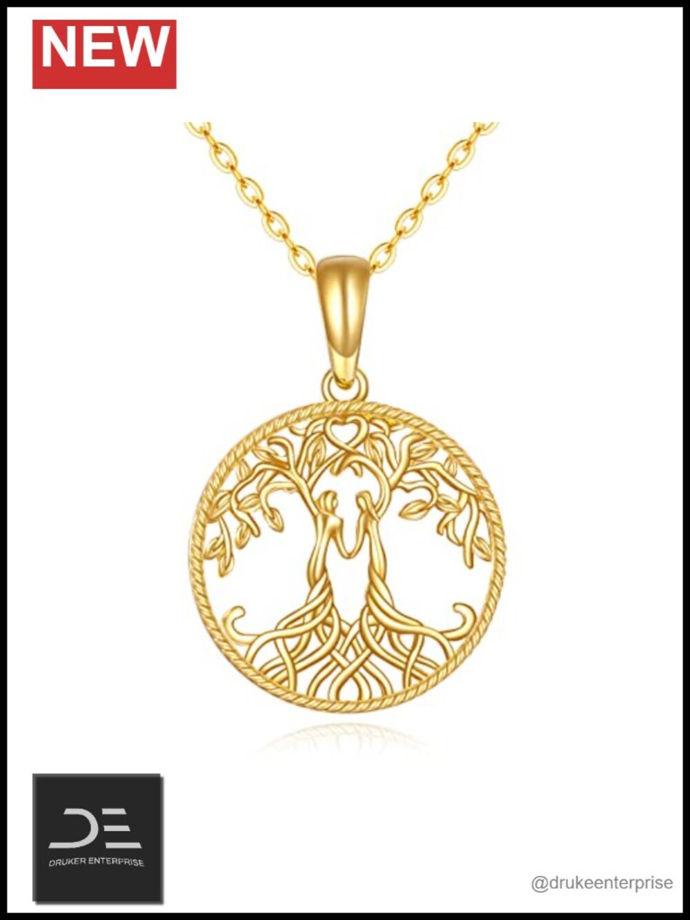 14K Real Gold Sister Necklace, Cubic Zirconia Pendant, Fine Jewelry